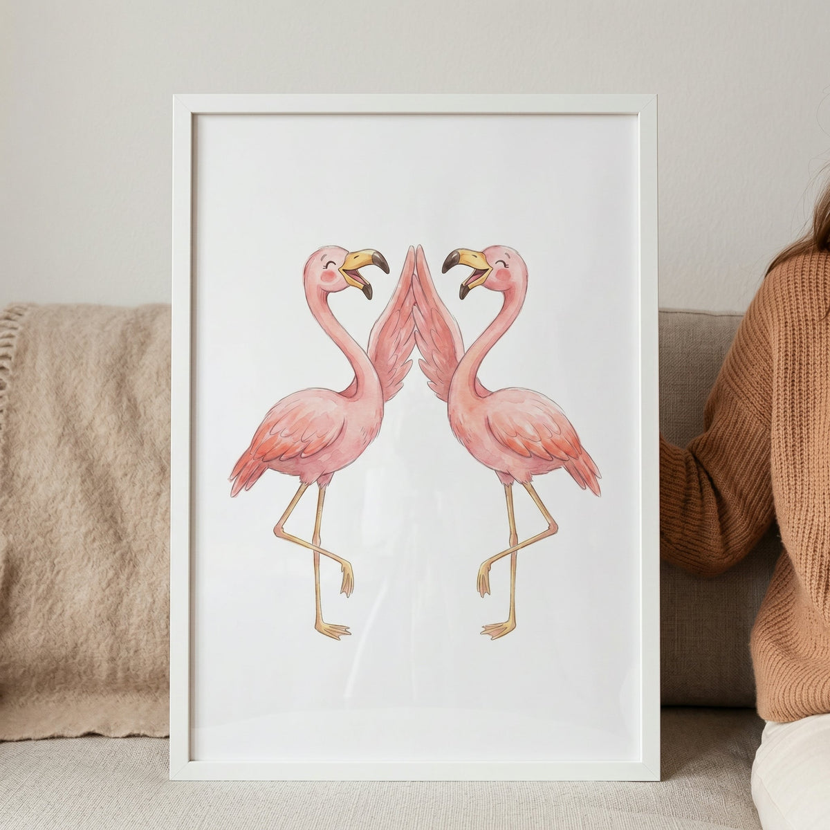 Charming Pink Flamingos High-Resolution Digital Artwork