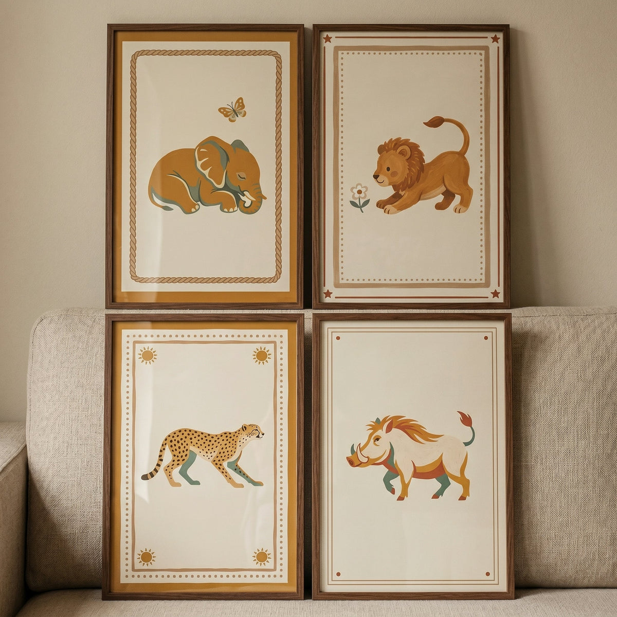 Boho Safari Animals Digital Art Set