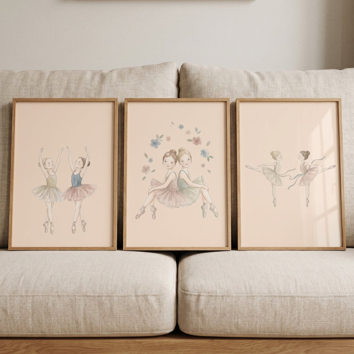 Watercolor Ballerina Trio Digital Art Collection