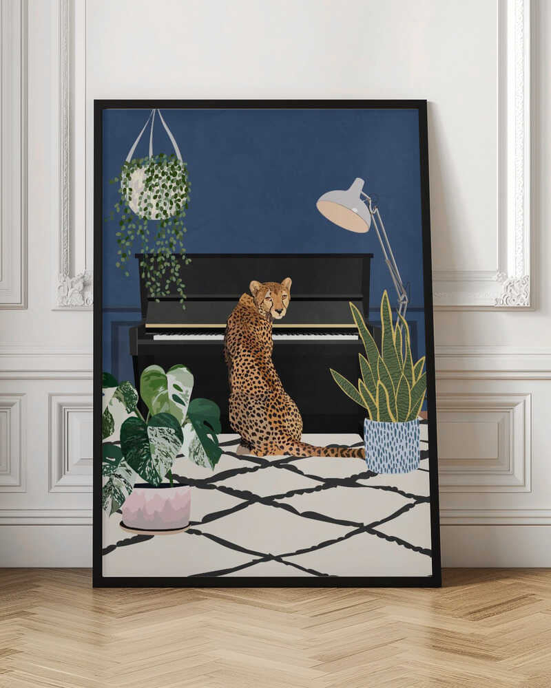 Cheetah at the Piano Digital Art