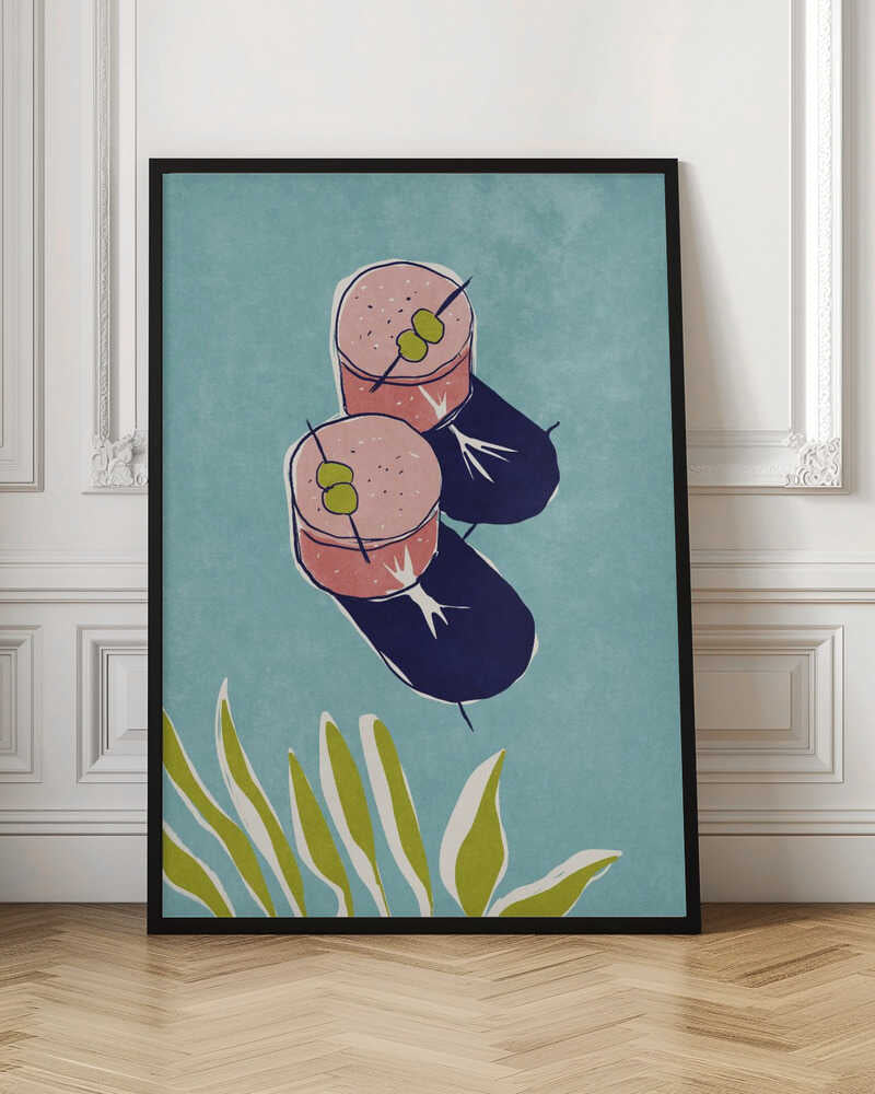 Retro Martini Olives Digital Art Print