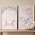 Pink Floral Swing and Blue Bird Art Set