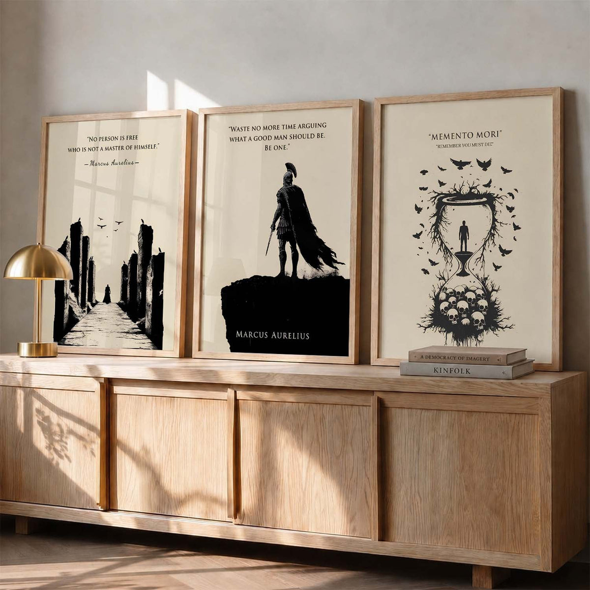 Marcus Aurelius Stoic Philosophy Triptych Digital Art