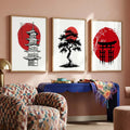 Japanese Red Sun Trio Digital Art