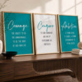 Courage Conquer Ambition Motivational Triptych