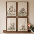 Charming Woodland Animals Digital Art Print Set of Four