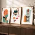 Boho Botanical Butterfly Triptych Digital Art Set