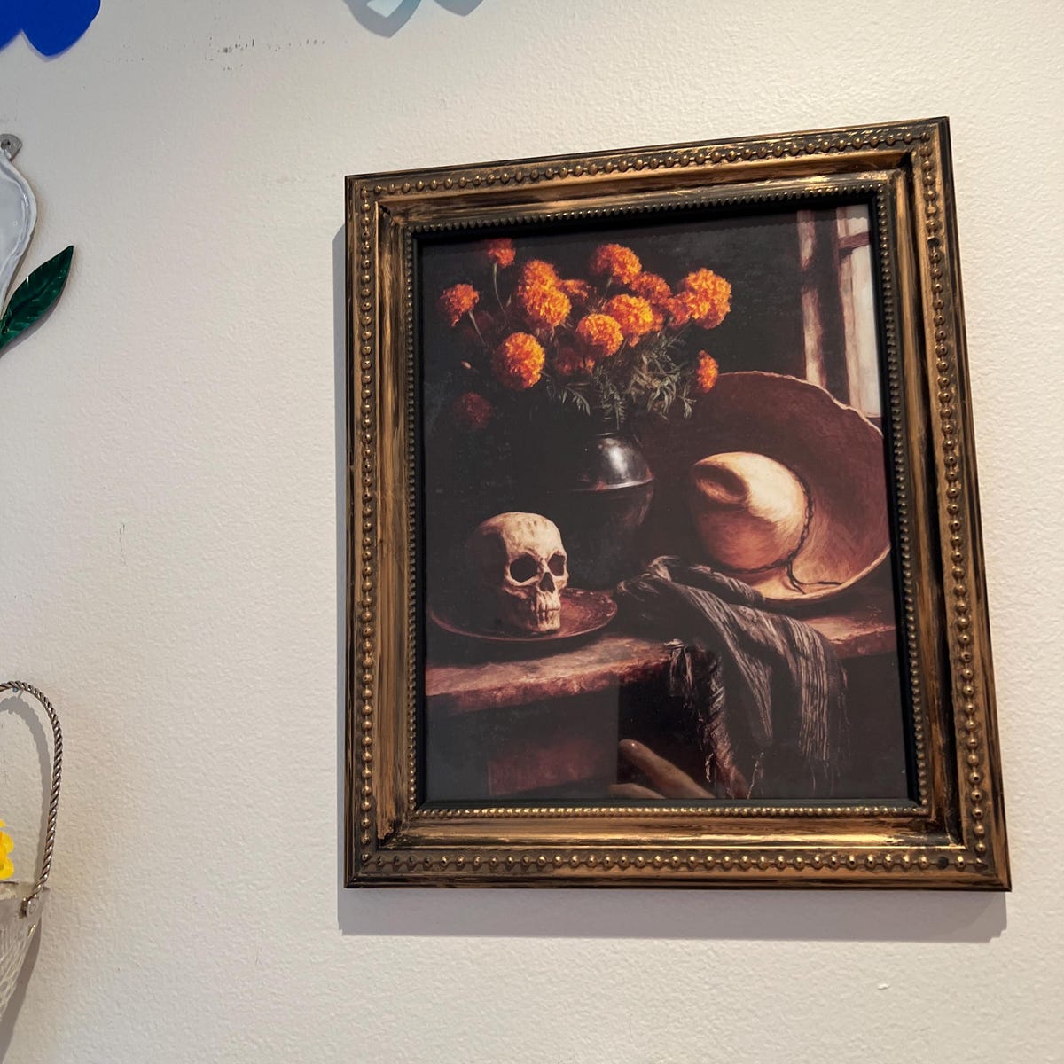 Marigolds and Skull Still Life Digital Art