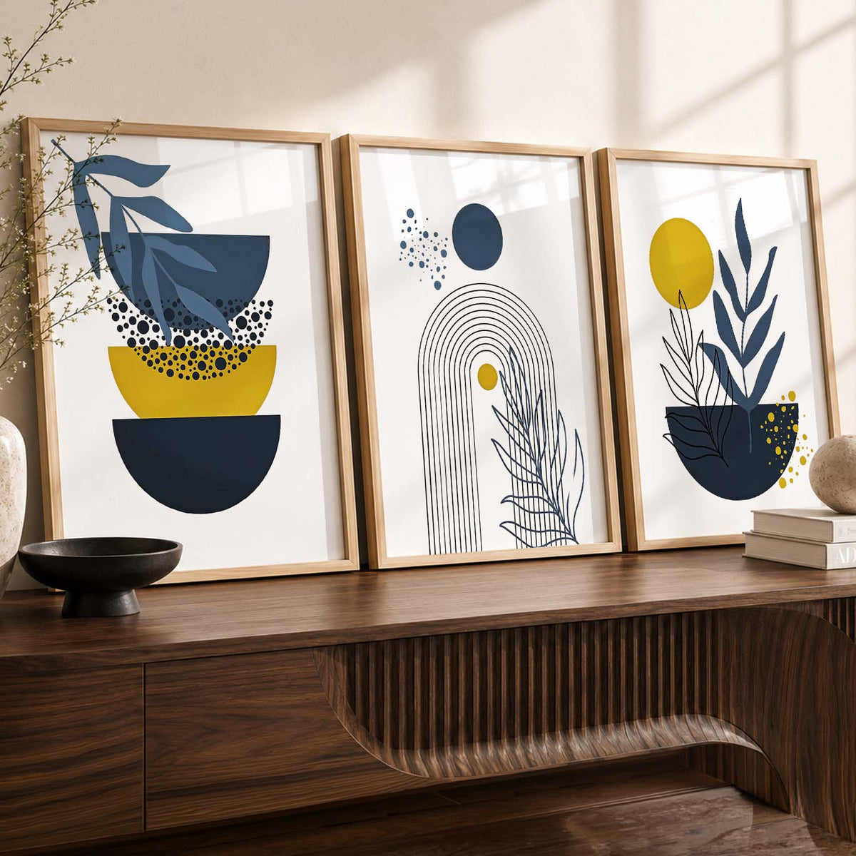 Abstract Botanical Trio Digital Wall Art