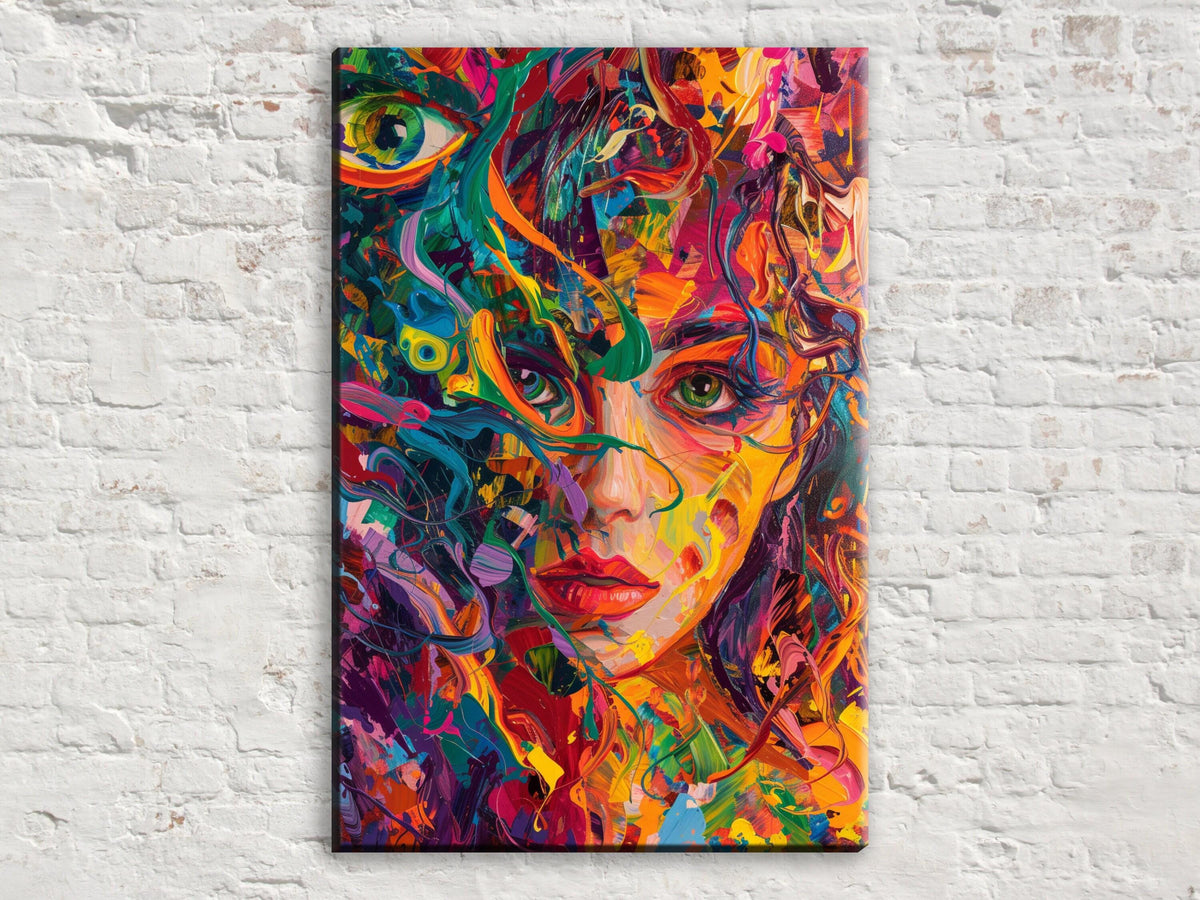 Abstract Vibrant Woman Portrait Digital Art