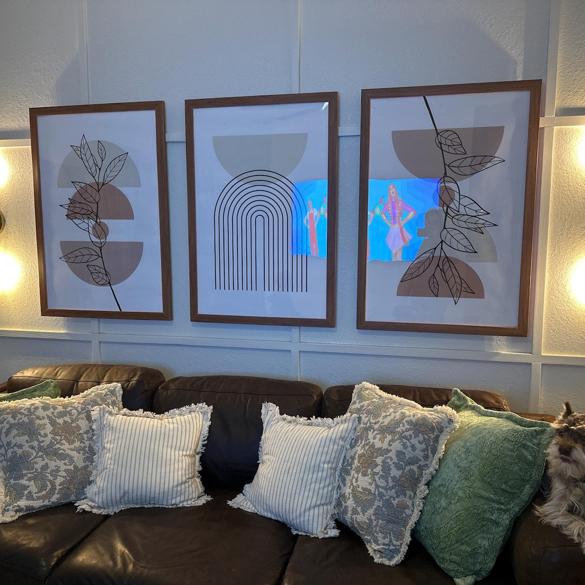 Boho Minimalist Botanical Arch Triptych Digital Art Set