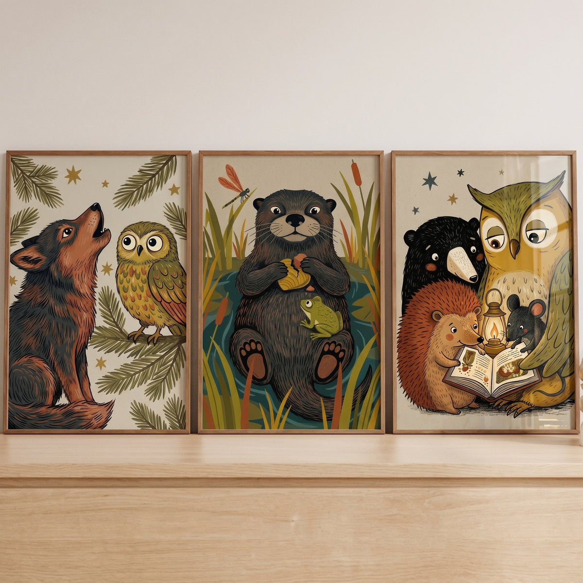 Enchanted Woodland Animals Trio Digital Art