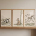 Charming Woodland Animals Triptych Digital Art