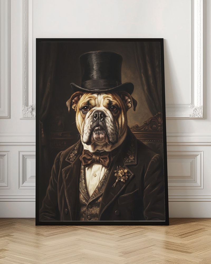 Aristocratic Bulldog in Top Hat Digital Art