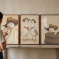 Charming Cowboy Ducks Triptych Digital Art