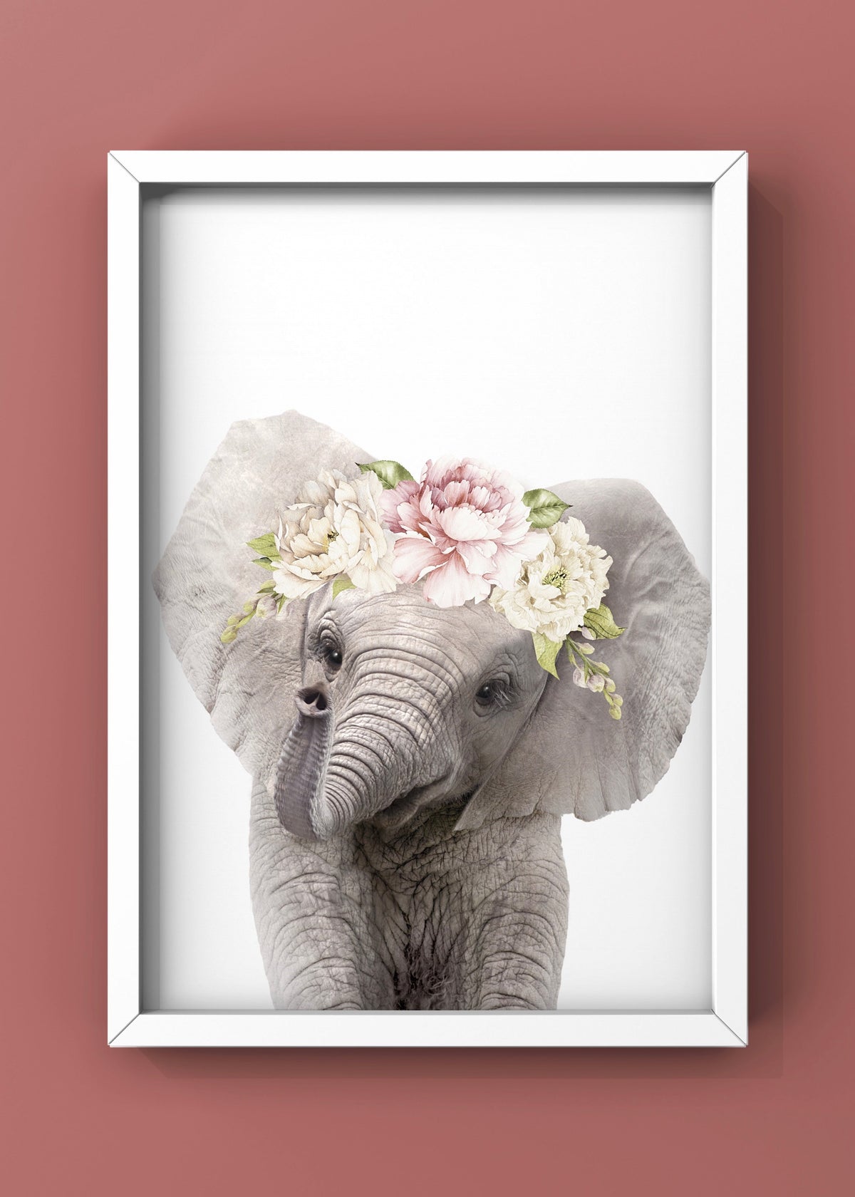 Baby Elephant with Floral Crown Digital Art