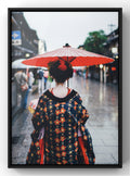 Kyoto Geisha Under Red Umbrella Digital Art