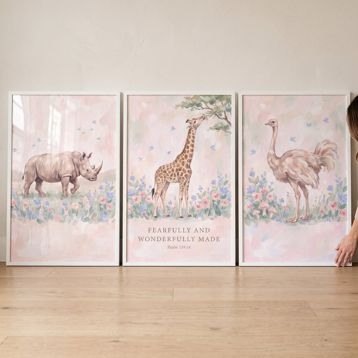 Safari Animals Christian Nursery Art Set