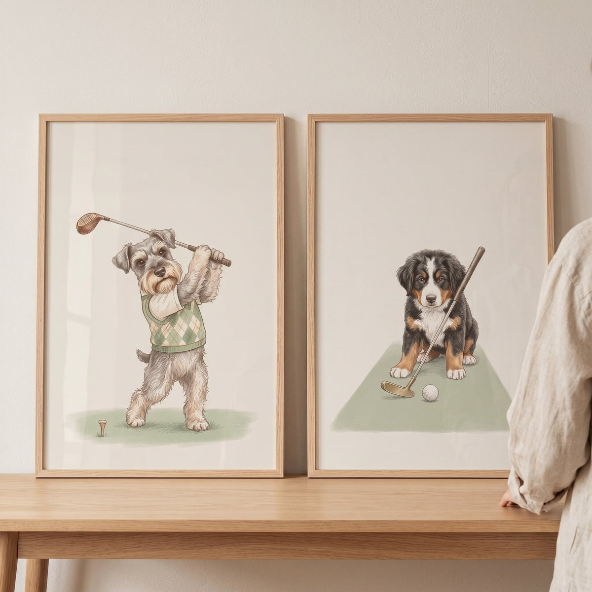 Golfing Pups Digital Art Collection