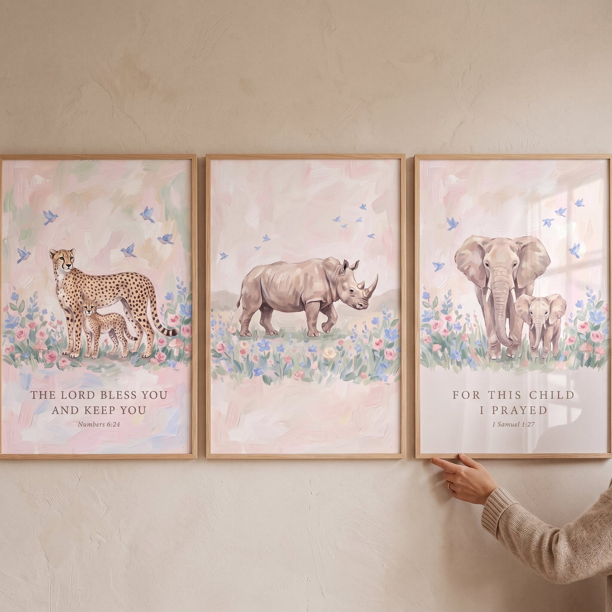 Safari Animal Nursery Scripture Wall Art Set of 3