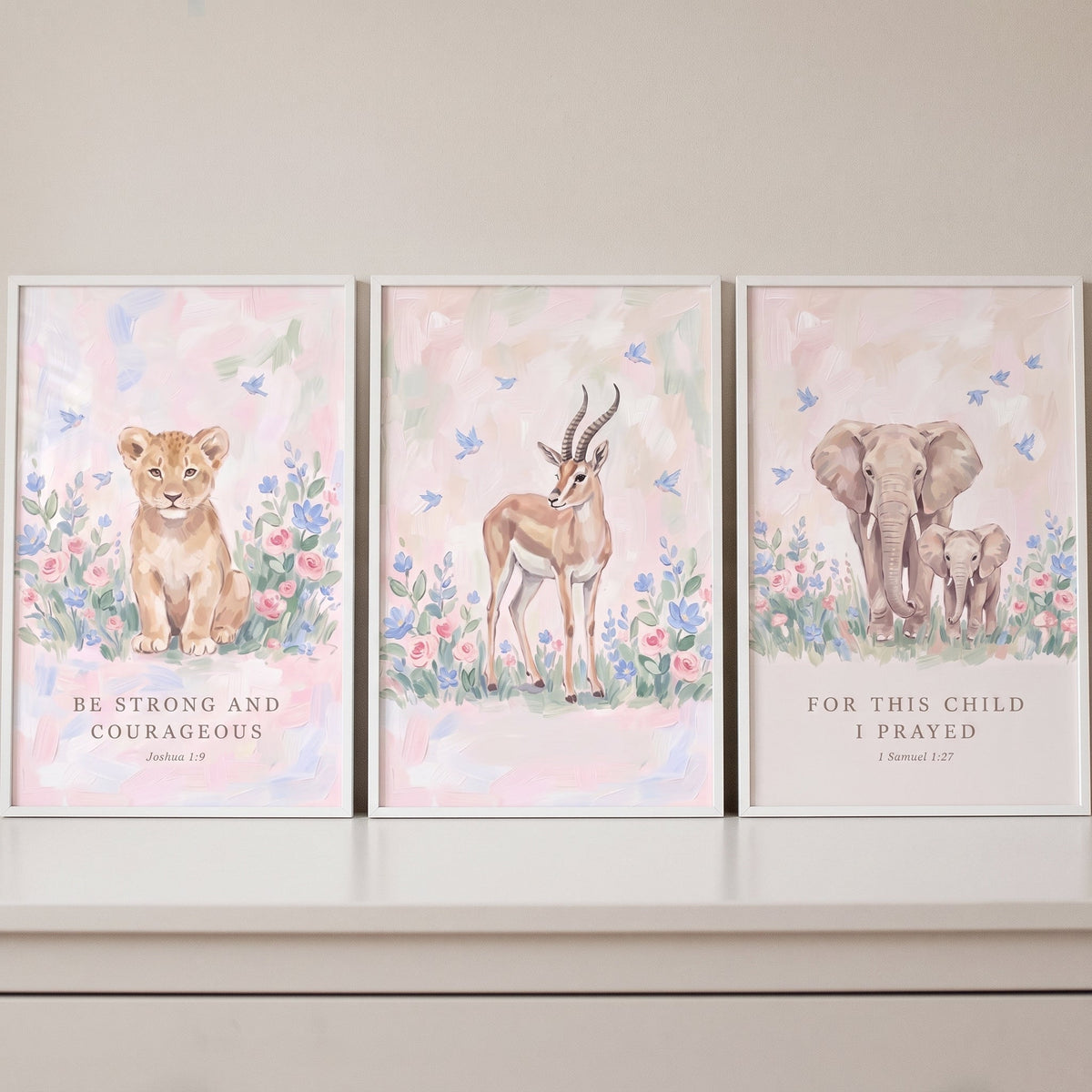 Watercolor Safari Animals Nursery Set of 3 Digital Prints