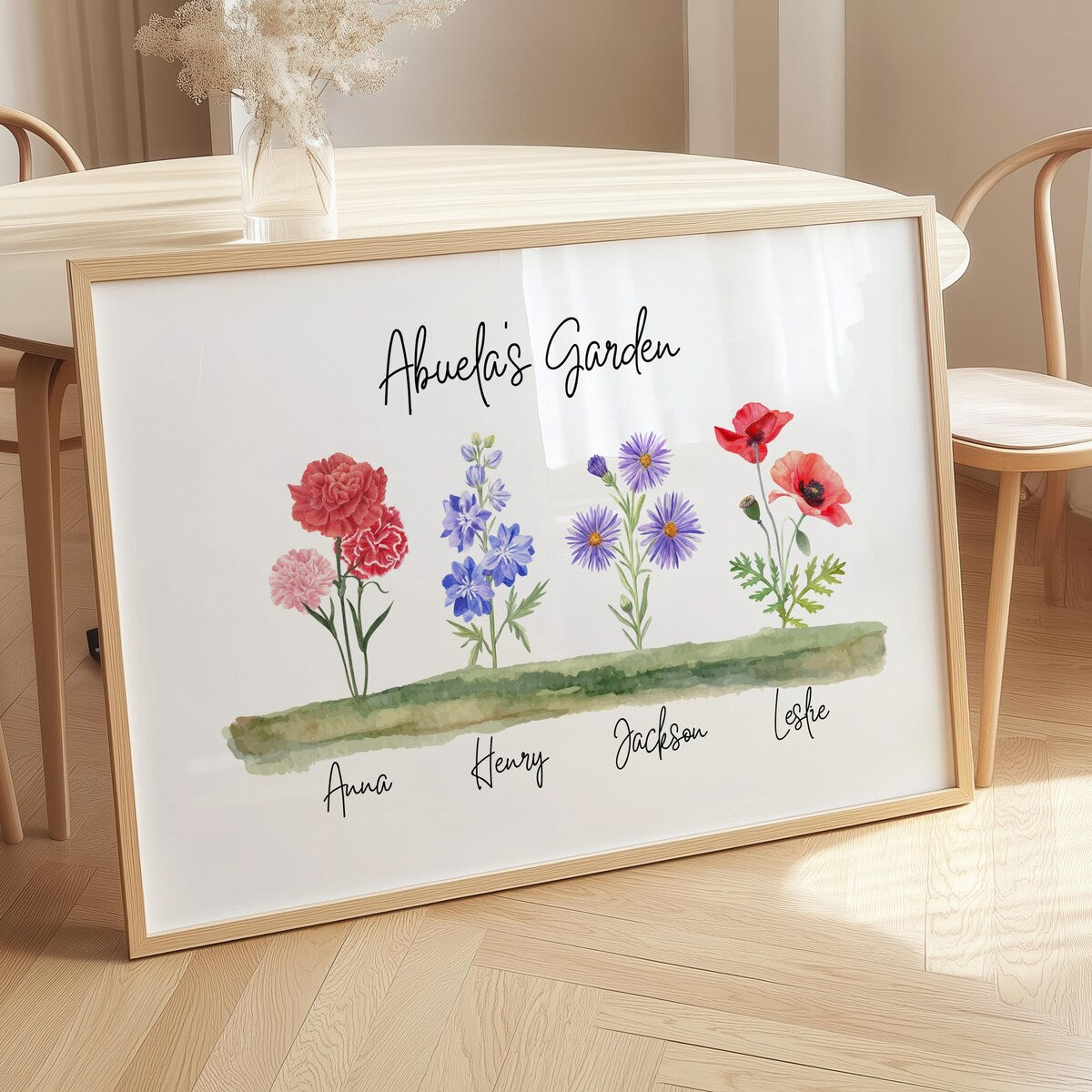 Abuelas Garden Personalised Birth Flower Digital Artwork