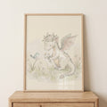 Watercolor Dragon with Little Bird Digital Art