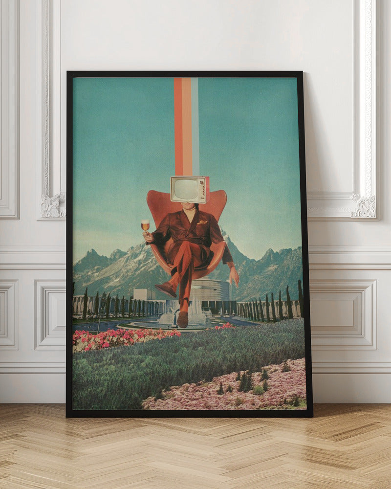 Surreal TV Head Retro Collage Digital Art
