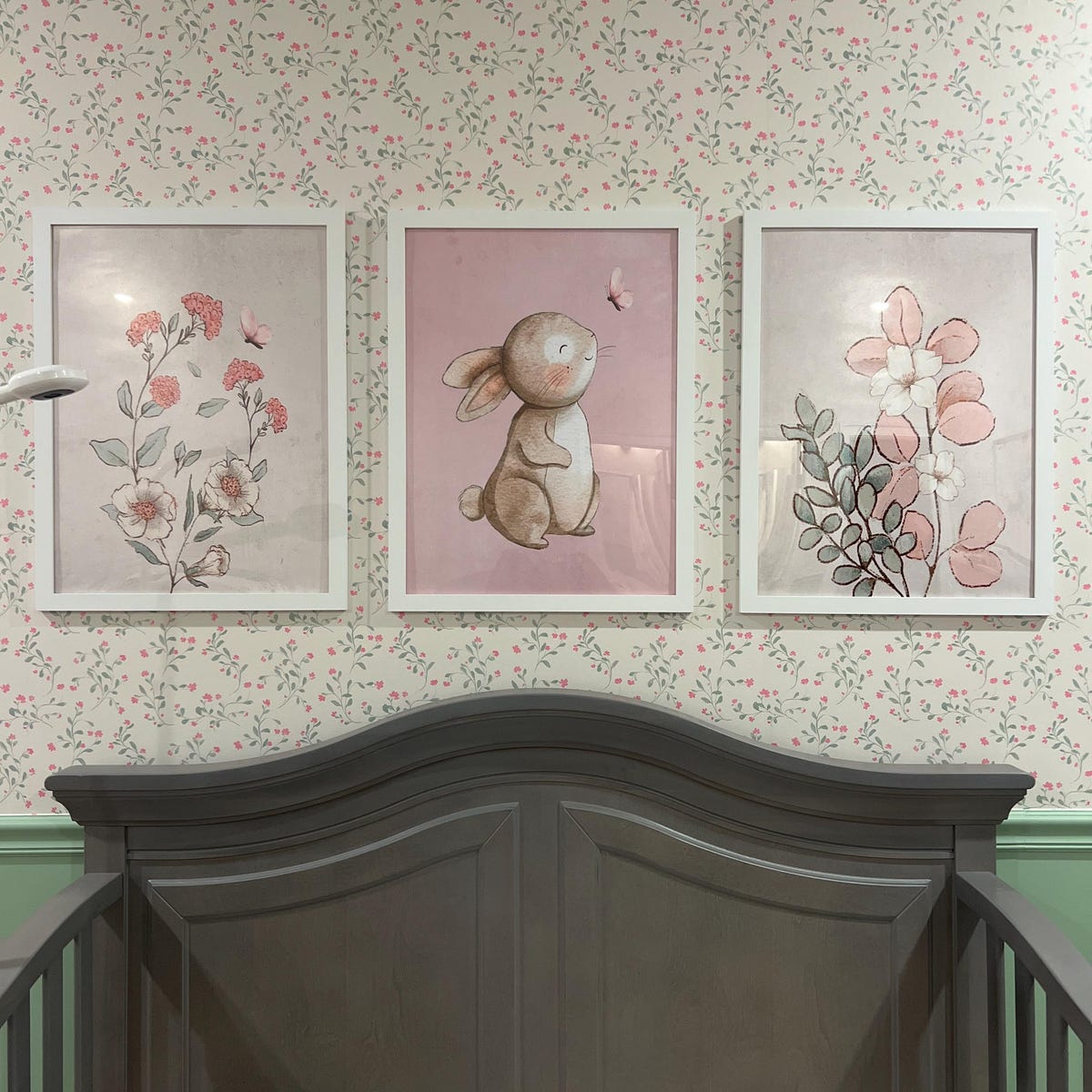 Charming Woodland Bunny and Floral Trio Digital Art Set