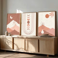 Boho Desert Sun and Moon Triptych Digital Art Set