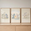 Watercolor Baby Dragons Digital Art Triptych