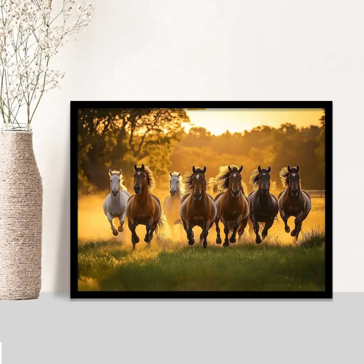 Wild Horses Running at Sunset Digital Art