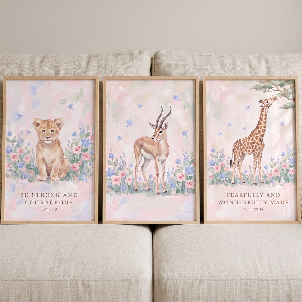 Safari Animal Nursery Scripture Digital Art Prints