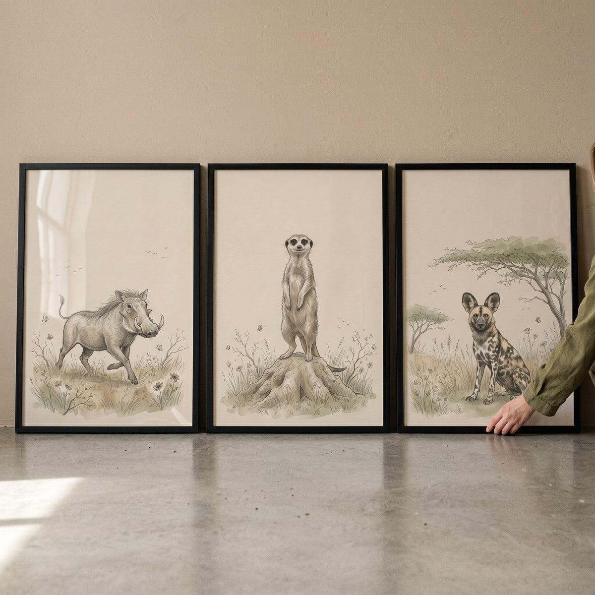 African Safari Animals Trio Digital Art