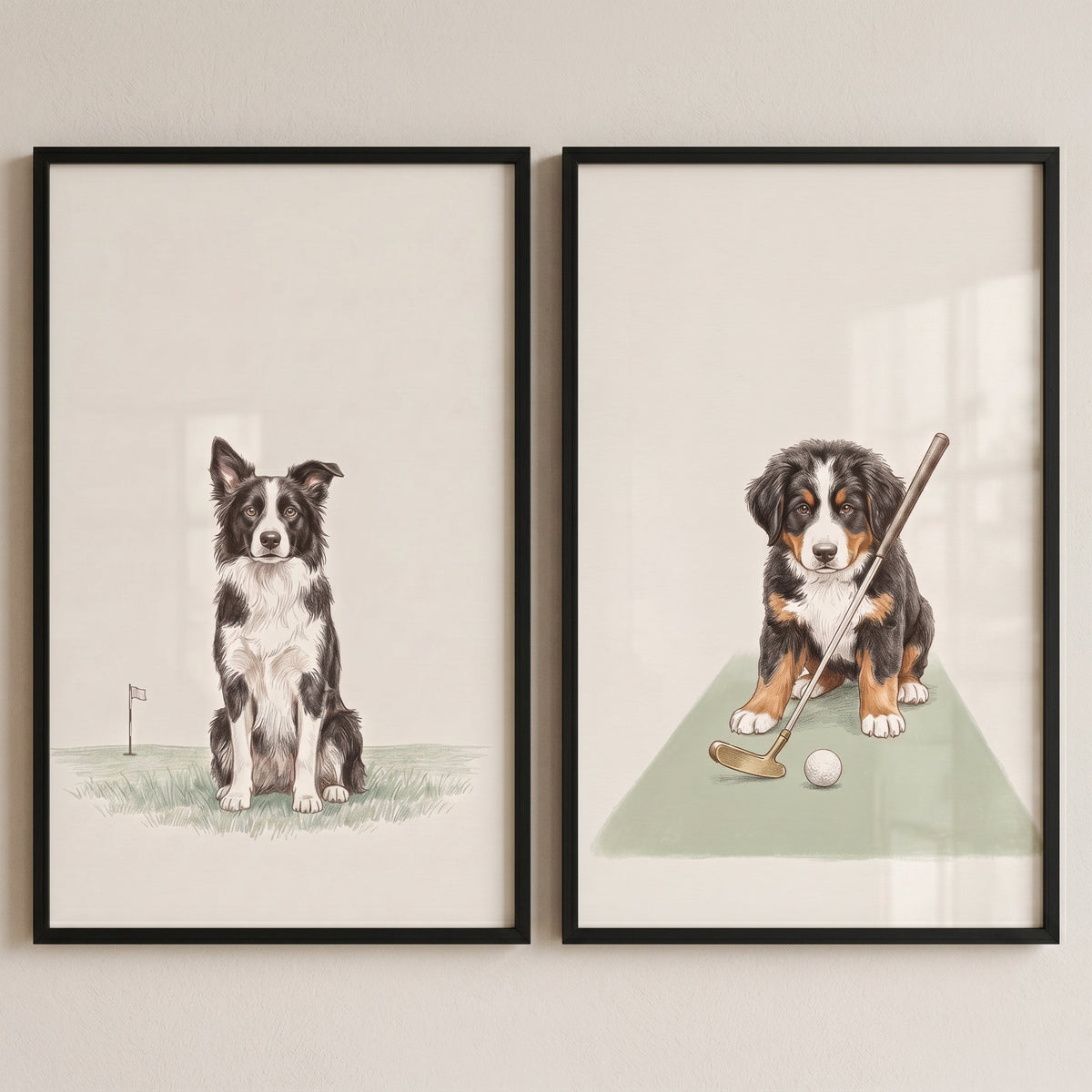 Golfing Pups Digital Art Set