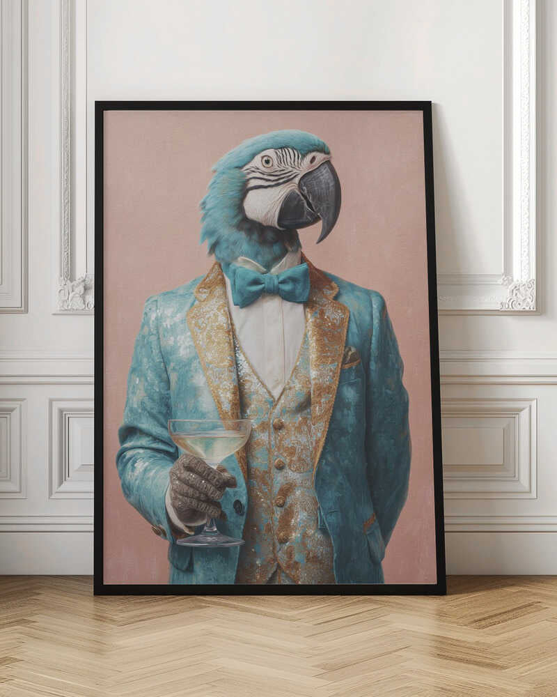 Dapper Blue Macaw Gentleman Digital Art