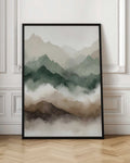 Misty Green Mountain Landscape Digital Art