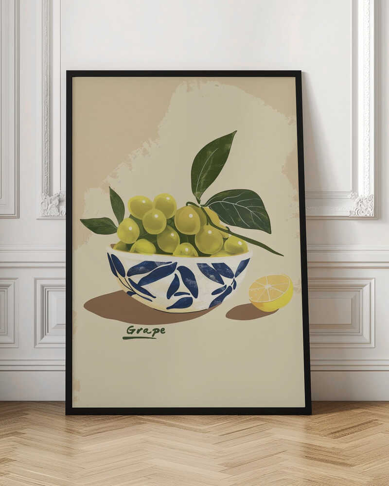 Vintage Grape Bowl Botanical Digital Art