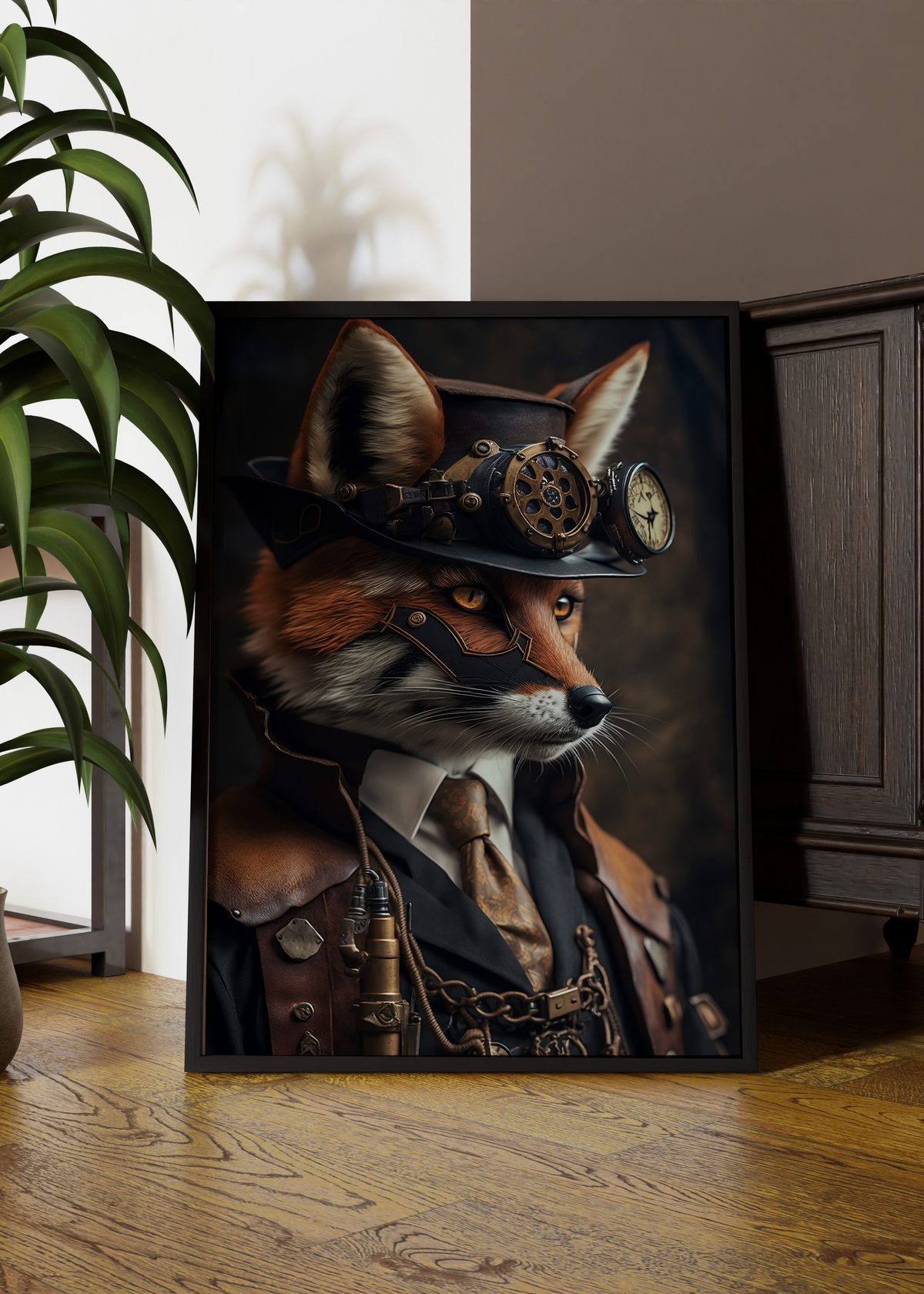 Steampunk Fox Gentleman Digital Artwork
