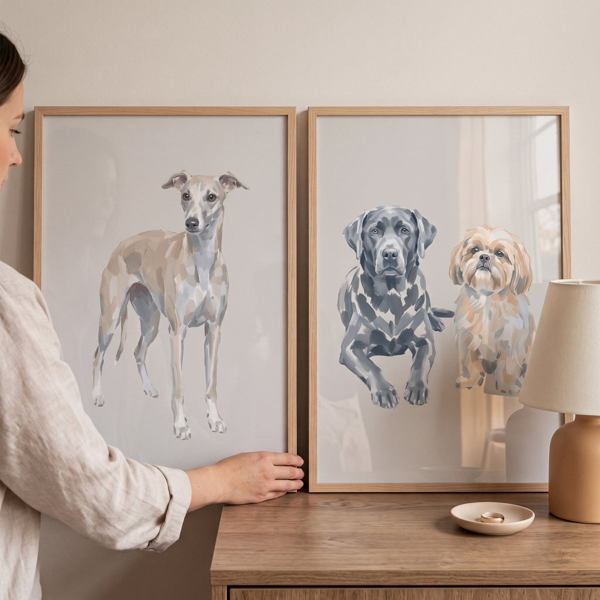 Chic Trio Dog Portraits Digital Art