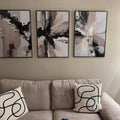 Neutral Abstract Triptych Digital Art