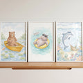 Watercolor Safari Animals Adventure Digital Trio