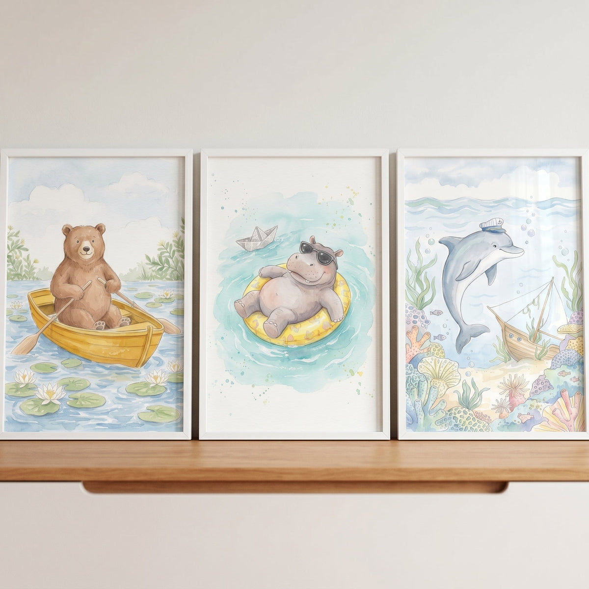 Watercolor Safari Animals Adventure Digital Trio