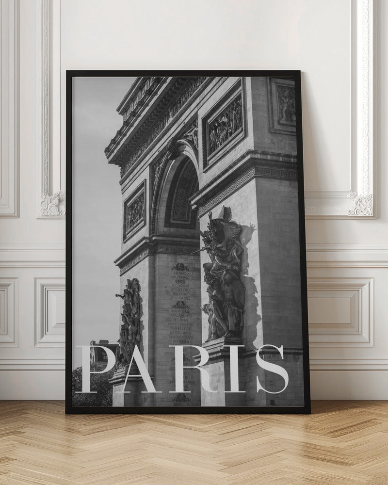Paris Arch Architectural Black and White Digital Artwork