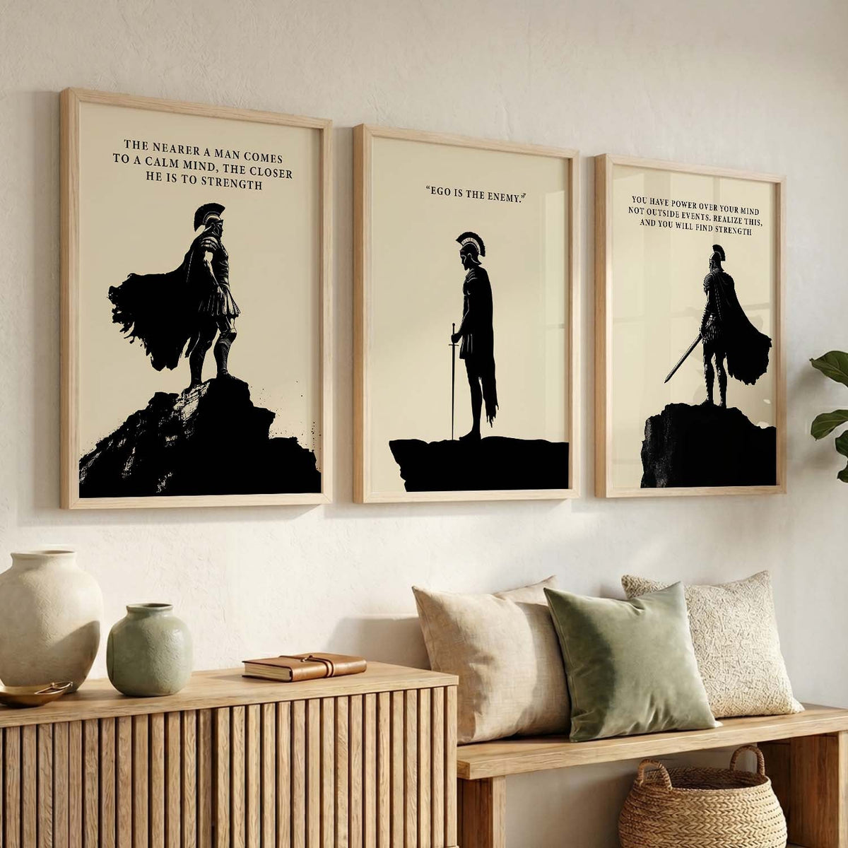 Stoic Warrior Quotes Digital Art Trio