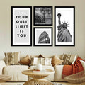 Black and White Cityscape and Typography Gallery Wall Set