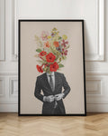 Surreal Floral Businessman Digital Art Print