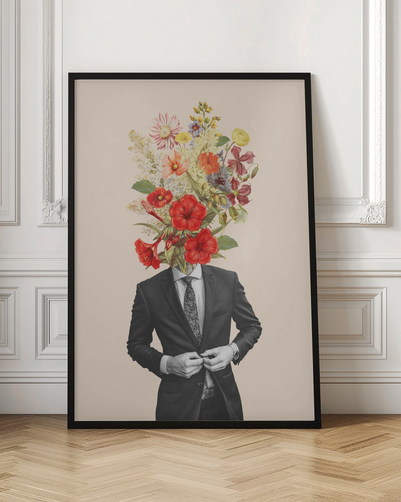 Surreal Floral Businessman Digital Art Print