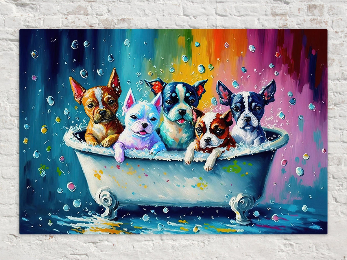 Vibrant Puppies in Tub Digital Art