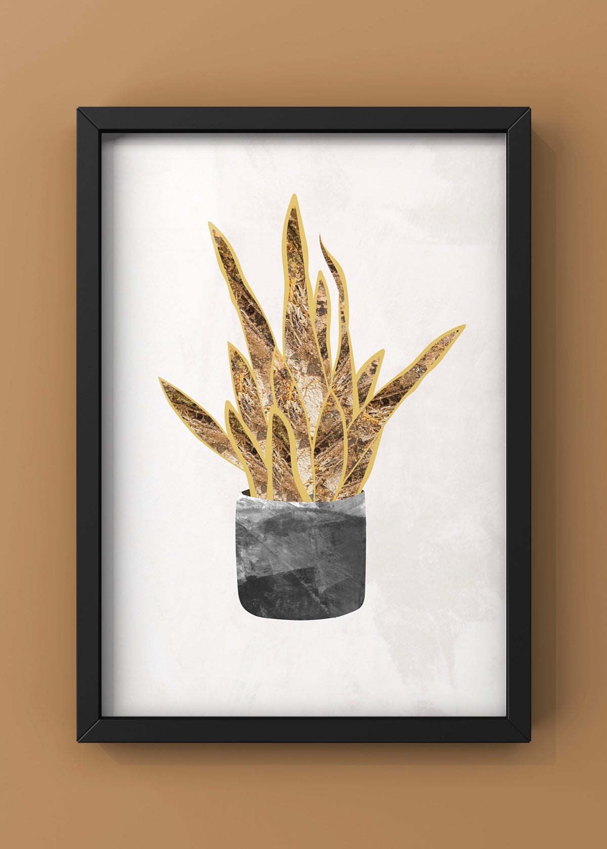 Golden Leaf Succulent Digital Art